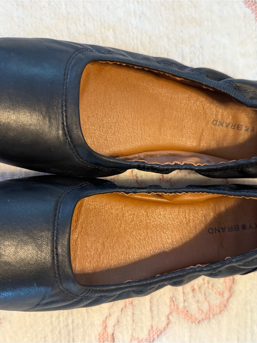 Lucky Brand Black Leather Ballet Flats with Tan Insole